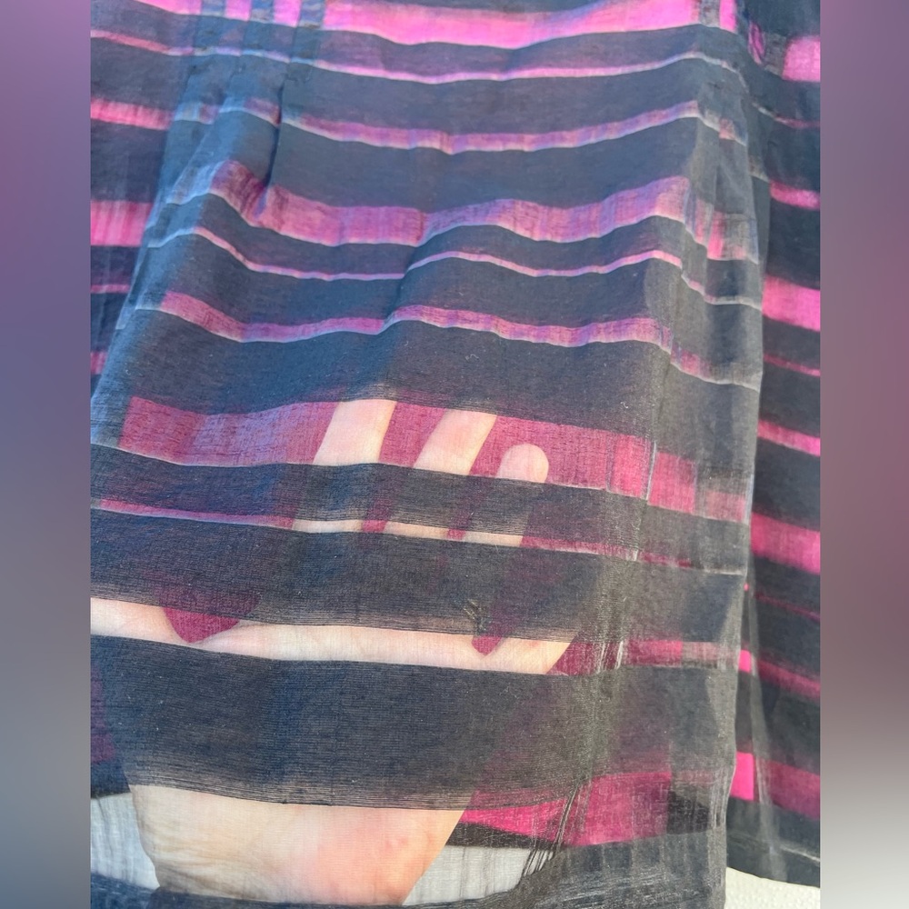 Apostrophe Women's Size 12 Black & Pink A-Line Skirt Semi Sheer Black Overlay - Picture 11 of 13